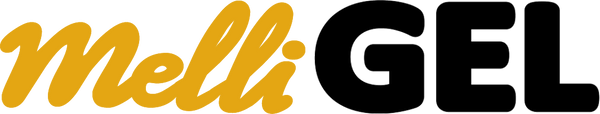 MelliGel logo with yellow and black text